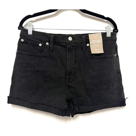 NWT Madewell High-Rise Denim Shorts - Cut-Off Black Denim Jean Shorts - Picture 5 of 8